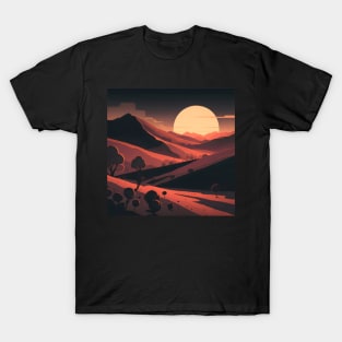 Stunning red landscape minimalist art T-Shirt